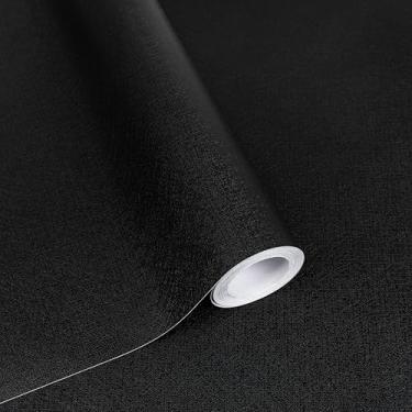 Imagem de Abyssaly Papel de parede Contact Papewallpaperr autoadesivo à prova d'água para bancada, armários de cozinha, banheiro (preto, 45 x 599 cm)