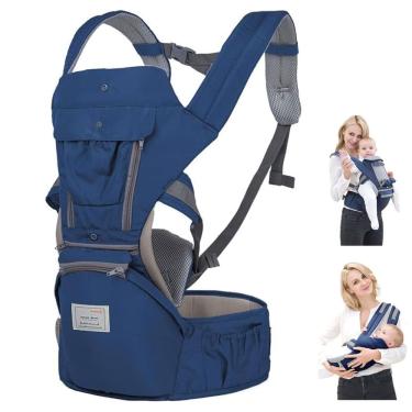 Imagem de Canguru Carregador Bebe Criança Sentado Deitado Passeio Viagem Bolso Alça Ajustavel Acolchoada Ergonomico Resistente Suporte Segurança Pratico