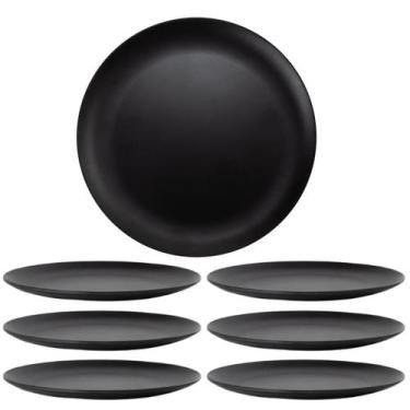 Imagem de Kit 6 Pratos De Mesa 26,5cm Refeição Preto Gourmet Mix