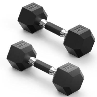 Imagem de PAPABABE Conjunto de 2 halteres hexagonais, par de halteres de 3,4 kg, halteres de peso de 3,4 kg para mulheres e homens, pesos de mão para treinamento de força, pesos livres, pesos para ejercicios