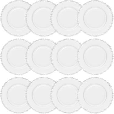 Imagem de Conjunto 12 Pratos Rasos 28cm de Jantar Cristal Transparente Pearl Wolff Redondos