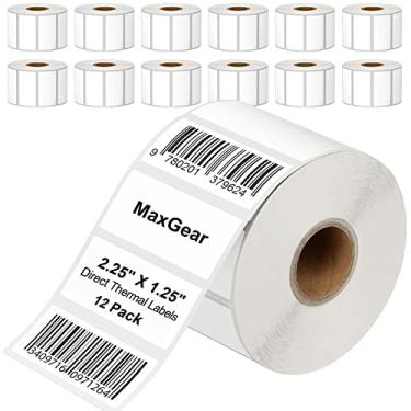 Imagem de MaxGear Etiquetas térmicas diretas de 5,7 cm x 3,2 cm, código de barras UPC perfurado e adesivos de endereço FBA, etiquetas de envio adesivas permanentes premium, compatíveis com Rollo e Zebra (12