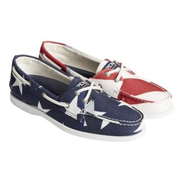 Imagem de Sperry Sapato náutico masculino autêntico original com 2 furos, vermelho/branco/azul, Rwb, 41