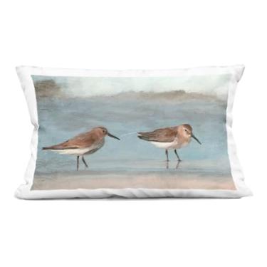 Imagem de Stupell Industries Little Two Sandpiper Pair Almofada impressa interna, 35 x 18 x 50, azul