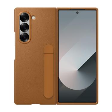 Imagem de HAO RIYLN Capa de couro para Samsung Galaxy Z Fold6, capa de proteção à prova de choque com suporte oculto textura lichia ultrafina, marrom, Z DOBRAD6