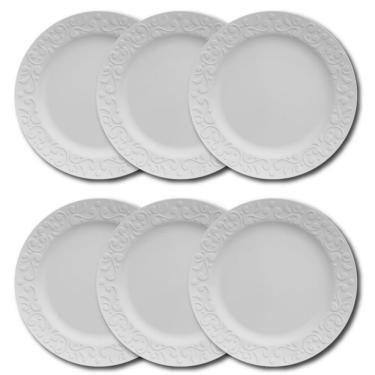 Imagem de Conjunto De Pratos Rasos Germer Tassel Em Porcelana 6 Peças Branco
