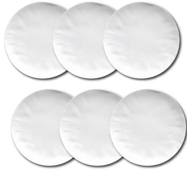 Imagem de Conjunto De Pratos Rasos Germer Orgânico Em Porcelana 6 Peças Branco