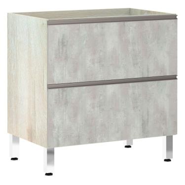 Imagem de Balcão Sem Tampo 80cm Misto Basculante Luci Legno Crem e Concreto
