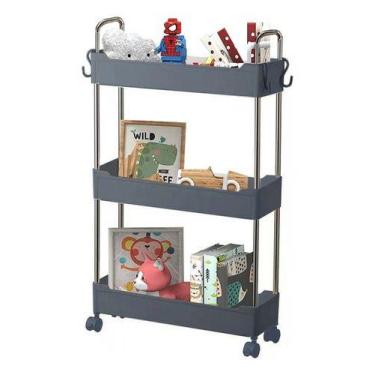 Imagem de Prateleira Carrinho Organizador Lavanderia Cozinha Banheiro Cor Cinza-