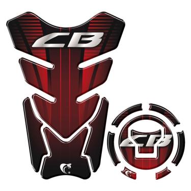Imagem de Kit Protetor De Tanque E Bocal Adesivo Moto Honda Cb Vermelho Vermelho