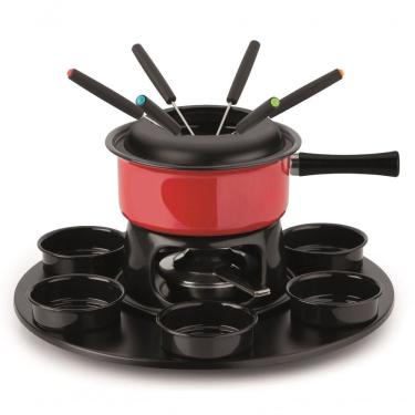 Imagem de Aparelho De Fondue Lugano Carroussel 18 Peças Esmaltado 1,4 Litros Carne Queijo Chocolate Frutas