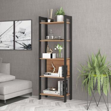 Imagem de Estante Para Livros 5 Prateleiras Haia Yescasa Amêndoa/preto