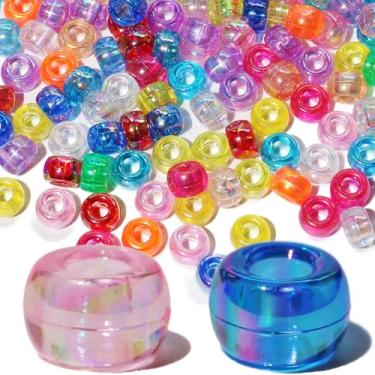 Imagem de Richbunnys 1000 contas de pônei de plástico multicoloridas a granel para artesanato, 6 * 9 mm cores sortidas contas de cabelo, incluindo preto, vermelho, azul, branco para fazer pulseiras, pingentes