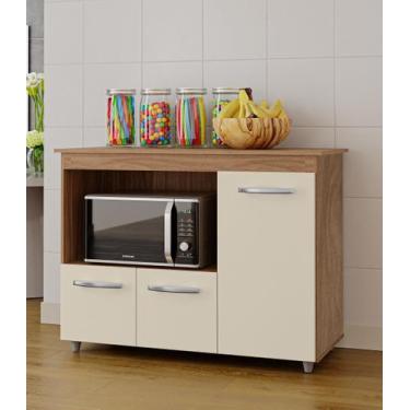 Imagem de Balcão Multiuso Liza 114m 3 portas com Nicho Para Forno/Microondas - S