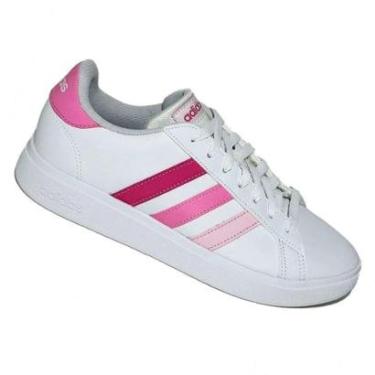 Imagem de Tênis Adidas Grand Court Base 2.0 Feminino Branco Rosa-Feminino