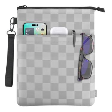 Imagem de Homakover Capas Para Livros Com Zíper, Bolsa Protetora De Viagem Bolso E Capa Dura, Capas, Bolsas, Estojos Transporte/Bolso Frontal, Alça, Amantes Do Dia Das Mães (Bloco Cinza, 1 Peça)