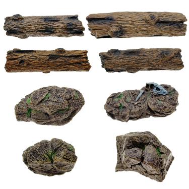 Imagem de Cayway 8 Peças Miniaturas Tocos De Árvores Pedra Estátua Rocha Mini Jardim Estatuetas Ornamentos Para Micro Trem Paisagem Ferrovia Areia Mesa