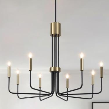 Imagem de ZemSum Lustre Preto E Dourado, Lustres Modernos De 8 Lâmpadas Para Sala Jantar, Fazenda Estar, Quarto, Cozinha, Hall Entrada, Entrada