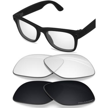 Imagem de BLAZERBUCK Lentes de reposição polarizadas anti-sal para RayBan Meta Wayfarer RW4006 50 mm - Preto e transparente