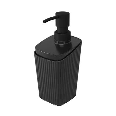 Imagem de Dispenser Porta Sabonete Líquido 350ml Banheiro New Square Preto - 10451 Coza