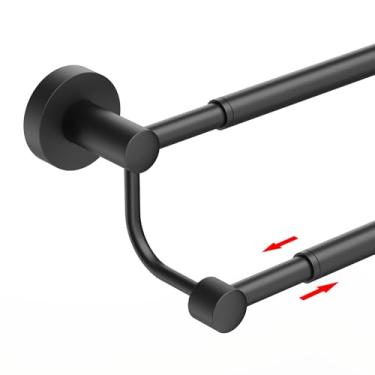 Imagem de BESy Barra de toalha de banho dupla ajustável de 40 a 66 cm para banheiro SUS304 Suporte de toalha de aço inoxidável, suporte de parede estilo hotel com parafusos barra de toalha de mão Toalheiro