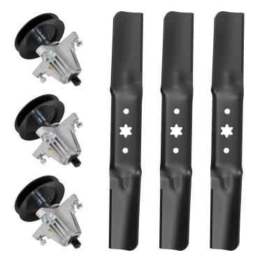 Imagem de Belleone Kit de deck de cortador de grama de 137 cm para MT D Cub Cad et RZT S54 LX54 T310 GT54 Inclui 3 conjuntos de eixo 618-06978, 3 lâminas de cortador de grama 942-05056