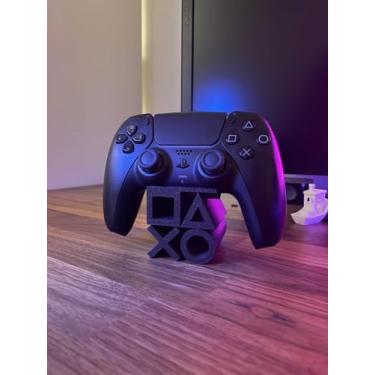 Imagem de Suporte para Controle DualSense PS5 com Logotipo PlayStation, Preto, Decorativo para Mesa e Parede