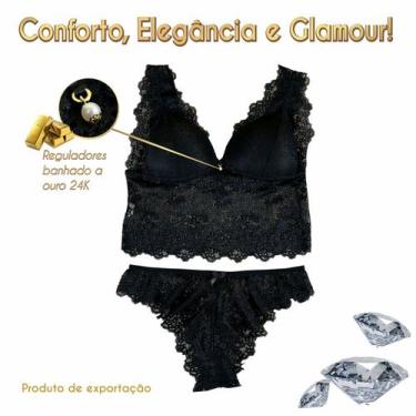 Imagem de Cropped em renda antialérgica - Nobreza Real Lingerie, Preto, 46