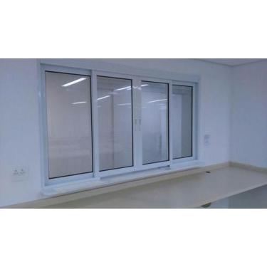 Imagem de Janela de correr 4 folhas alumínio branco 100x100 - Esquadrias e Vidra