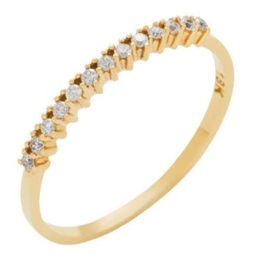 Imagem de Meia Aliança de Ouro 18k com 13 Pedras Zircônia - Meu Anel, 16