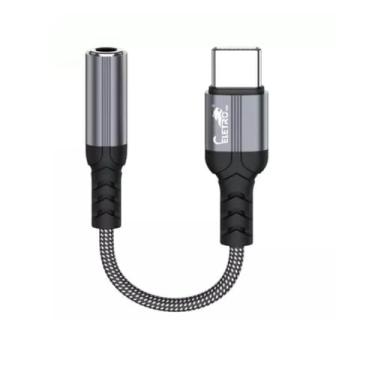 Imagem de Adaptador USB tipo C para Fone de Ouvido Fêmea P2 de 3,5 mm Cabo Nylon EL-3118-TY