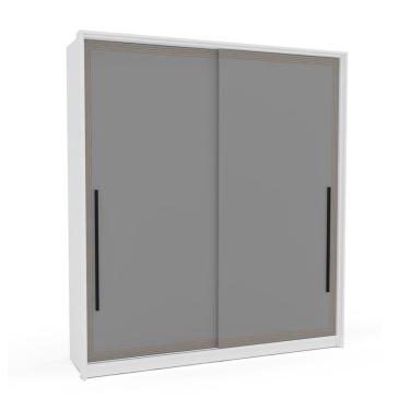 Imagem de Guarda-Roupa Casal Valência 2 Portas 2 Gavetas Branco e Cinza