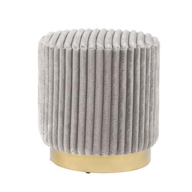 Imagem de Furniture of America Vail Modern Otomano estofado de 43 cm com tufos de canal e base de aço inoxidável dourado, cadeira de toucador, banquinho pequeno para quarto, sala de estar, entrada, cinza