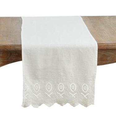 Imagem de Caminho de mesa de linho bordado 100% linho lavado em pedra