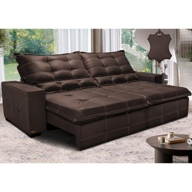Imagem de Sofá de Couro Legítimo Retrátil e Reclinável 2,95m Cama inBox Toro. SoftGel D40