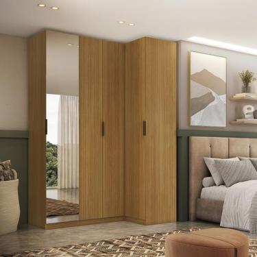 Imagem de Guarda Roupa de Canto Reto 4 Portas Espelho Altezza Clean Belmax, Frei