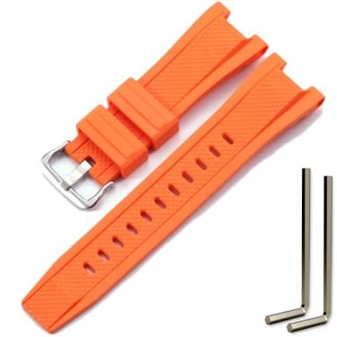 Imagem de MCXGL Pulseira de relógio de substituição compatível com Gshock para Casio GST-210 GST-W110 GST-W100 GST-S110 GST-S100 GST-B100 GST-S300, Fivela prata laranja, 26mm, Cinto de malha masculino