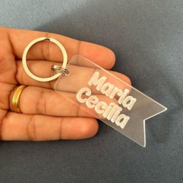Imagem de kit com 5 Chaveiros Bandeirola acrílico cristal - Ideal para identific