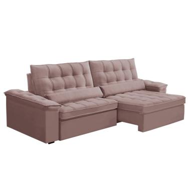 Imagem de Sofá Retratil e Reclinável com Molas Ensacadas 230cm HEITOR Rosê