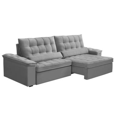 Imagem de Sofá Retratil e Reclinável com Molas Ensacadas 230cm HEITOR Cinza Claro