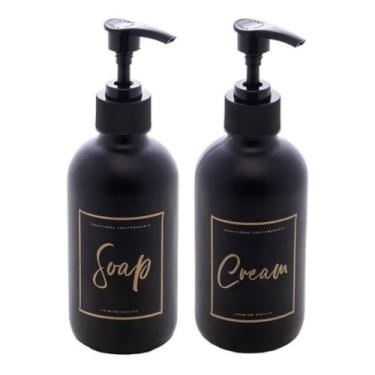 Imagem de Kit Porta Sabonete Líquido E Creme Vintage Preto 250ml