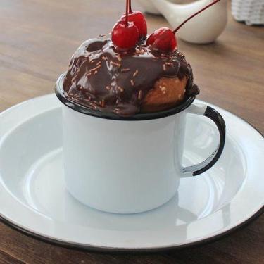 Imagem de Caneca Agata Esmaltada 370 ml Branca Ewel