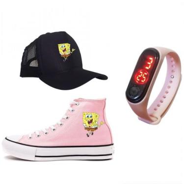 Imagem de Kit De Tênis Star Bob Esponja Relógio E Boné - Vinis Store, Rosa, 37