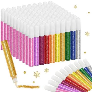 Imagem de Canetas Glitter Glue Resurhang, 100 unidades, 10 ml, 10 cores, arco-ír