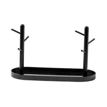 Imagem de predolo Suporte para joias, porta-joias, multifuncional, elegante, chaveiro, bandeja para chaves, colar, tornozeleira, mesa, shopping, Preto Duplo