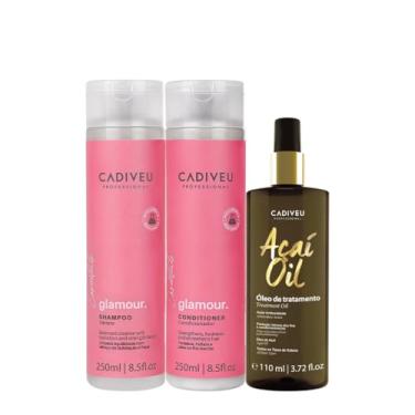 Imagem de Kit Cadiveu Profissional Essentials Glamour Shampoo Condicionador e Açaí Oil 110 (3 produtos)
