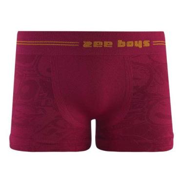 Imagem de Cueca Boxer Infantil sem Costura em Jacquard Bordô - Zee Rucci, P