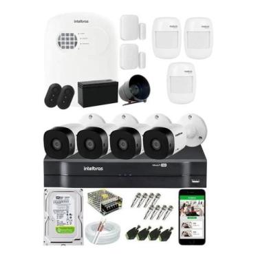 Imagem de Kit Alarme Residencial Via App E Kit Cftv 4 Câmera Intelbras