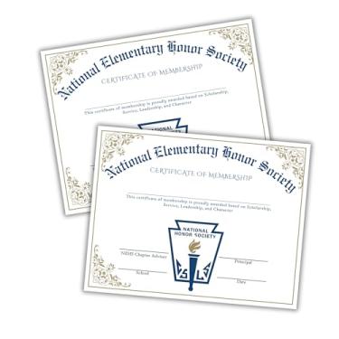 Imagem de National Elementary Honor Society Certificado de Associação Pacote com 50 Cabos de Graduação 21,6 x 28 cm Indução Escolar Prêmios de Fim de Ano Alto GPA