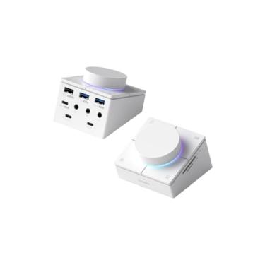 Imagem de Hagibis Hub USB C com botões de atalho, estação de ancoragem RGB tipo C com USB-C de 5 Gbps, 2 USB3.0, conector de 3,5 mm, SD/Micro SD3.0, USB 2.0 para laptop MacBook iPad Pro (branco AG)